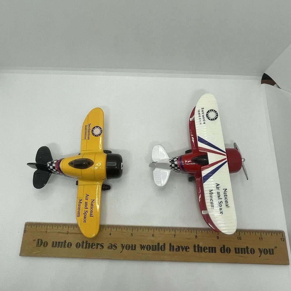 LOT OF 2 Planes Metal‎  One Yellow One Red Grey Air And Space